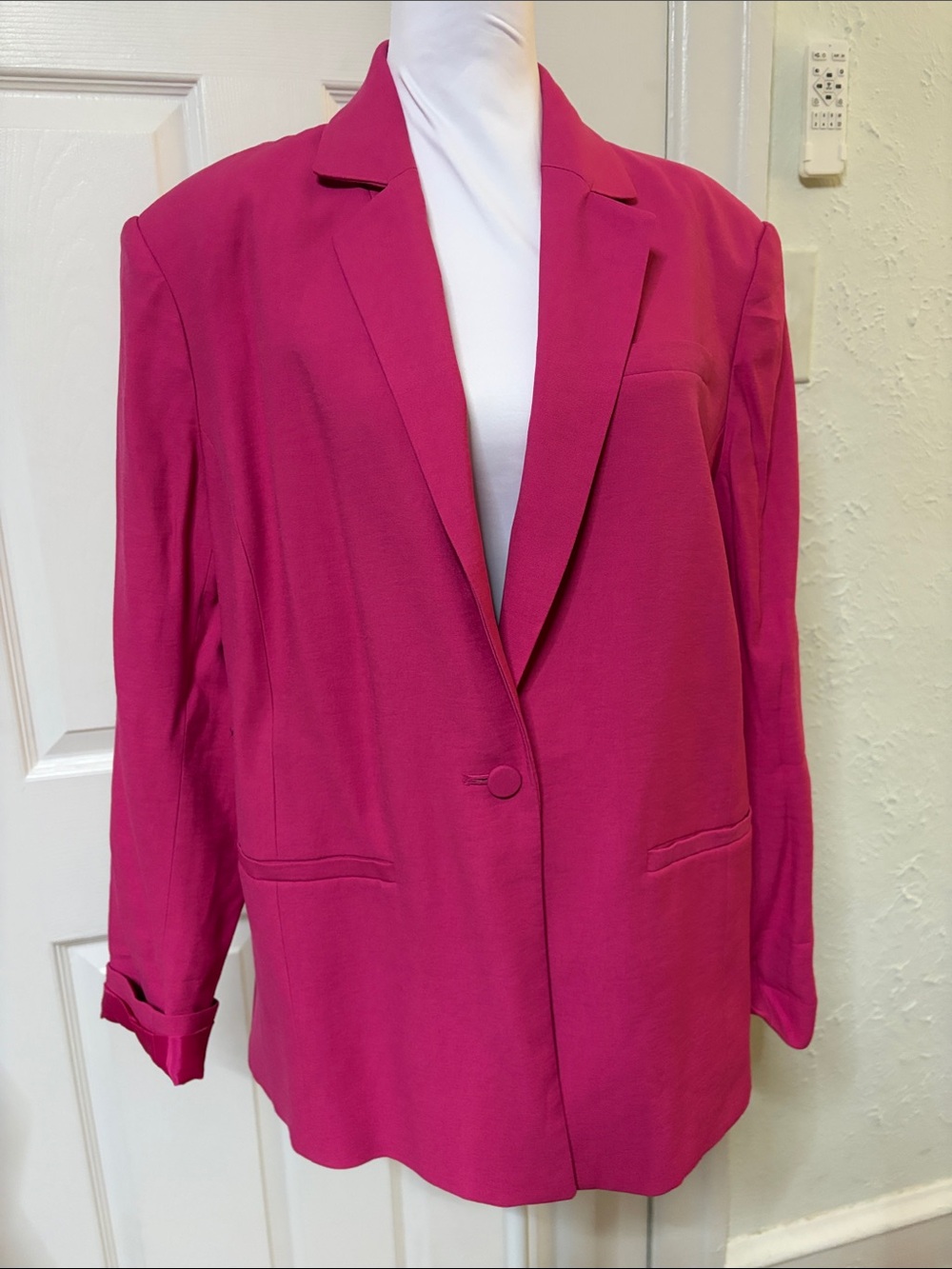 INC International Concepts Bold Pink Single-Button Blazer